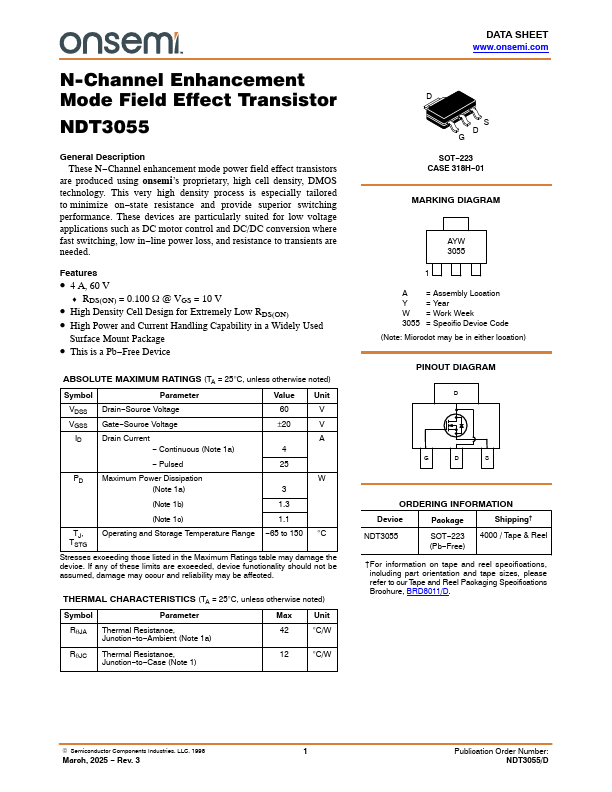 NDT3055 Datasheet Preview
