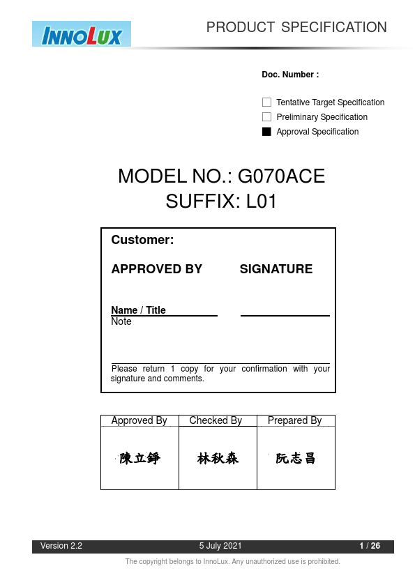 G070ACE-L01 Datasheet Preview