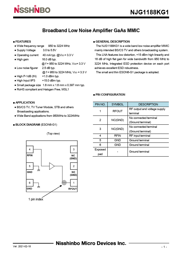 NJG1188KG1 Datasheet Preview