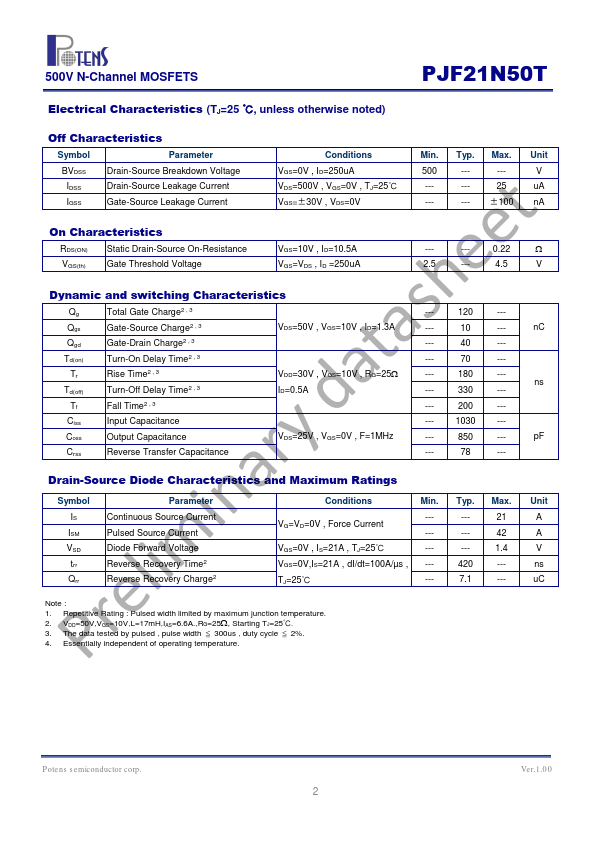 PJF21N50T