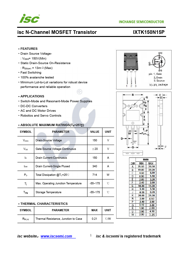 IXTK150N15P