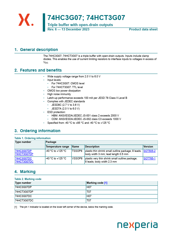 74HC3G07DC Datasheet Preview