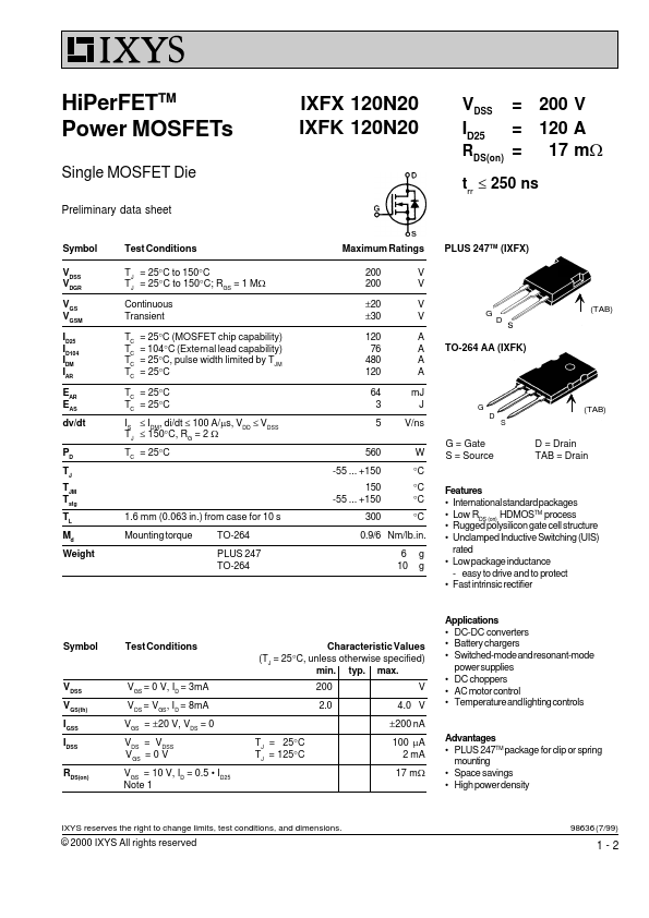 IXFK120N20