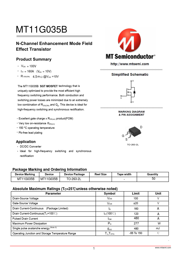 MT11G035B Datasheet Preview