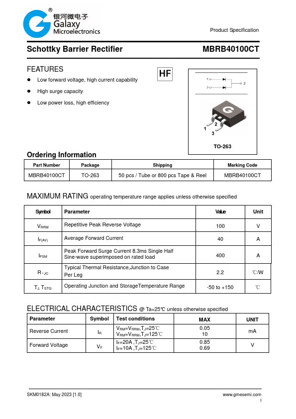 MBRB40100CT Datasheet Preview
