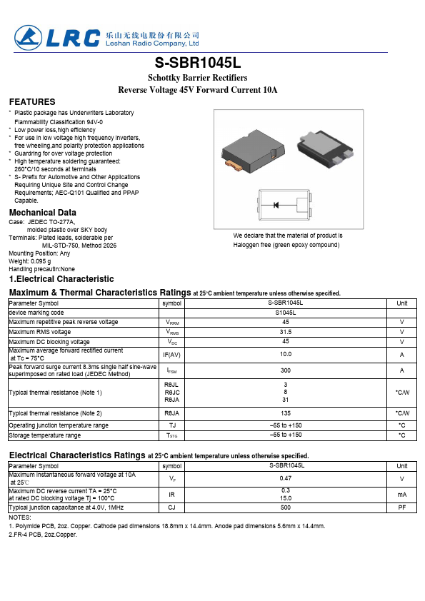 S-SBR1045L Datasheet Preview