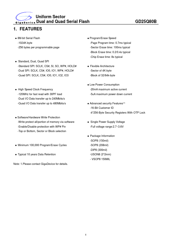 GD25Q80B page 2 preview