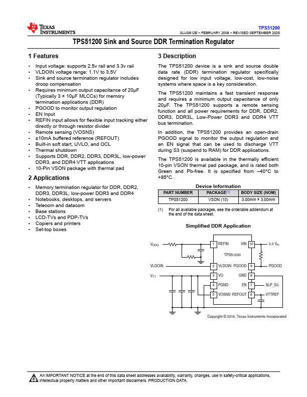 TPS51200 Datasheet Preview