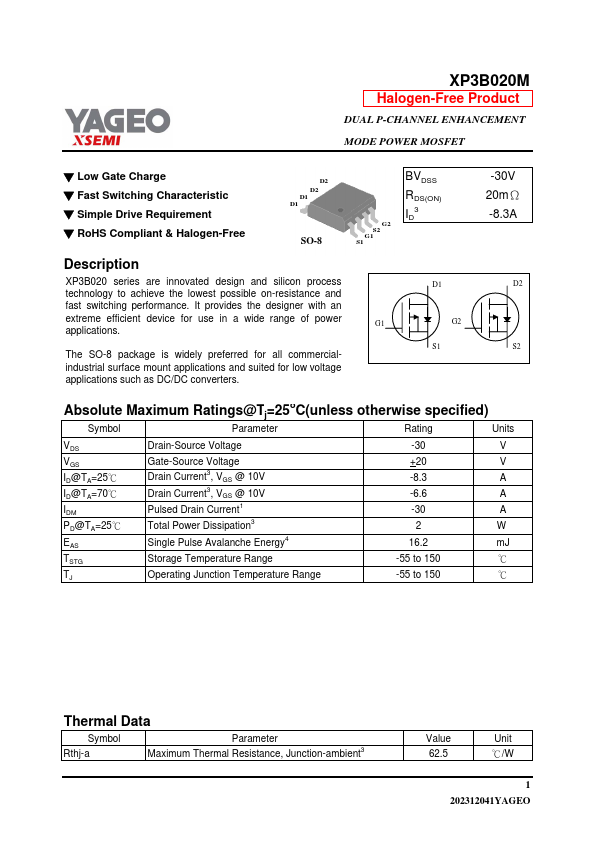 XP3B020M Datasheet Preview