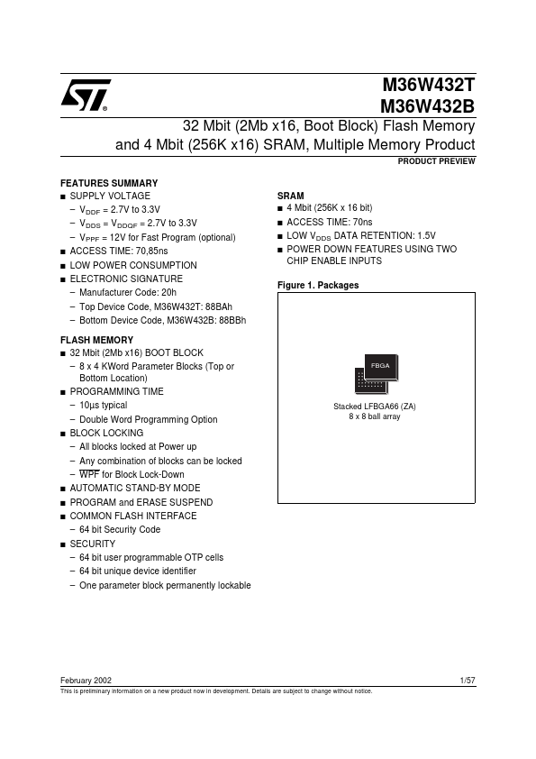 M36W432T Datasheet Preview