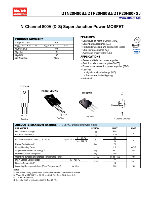 DTP20N80SJ