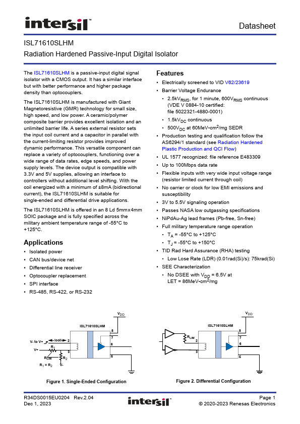 ISL71610SLHM Datasheet Preview