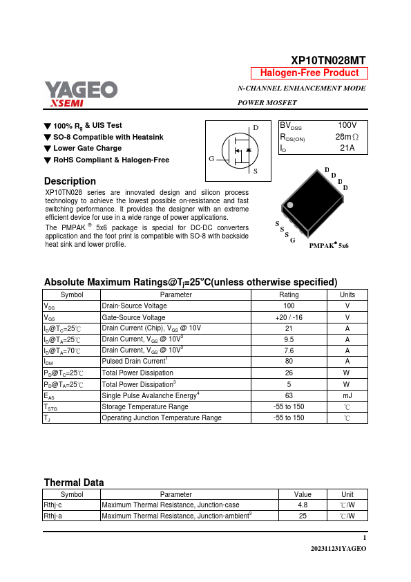 XP10TN028MT Datasheet Preview