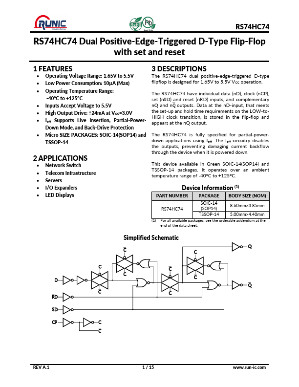RS74HC74 Datasheet Preview