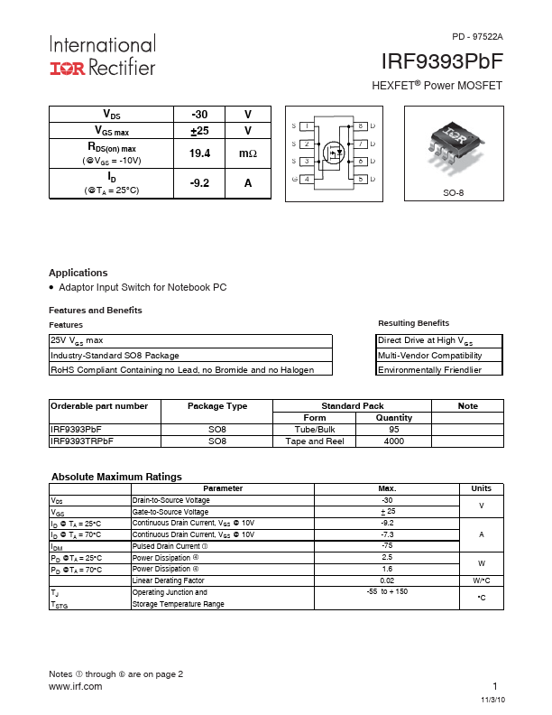 IRF9393 Datasheet Preview