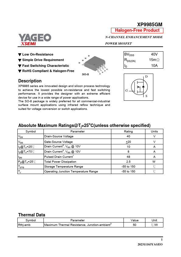 XP9985GM Datasheet Preview