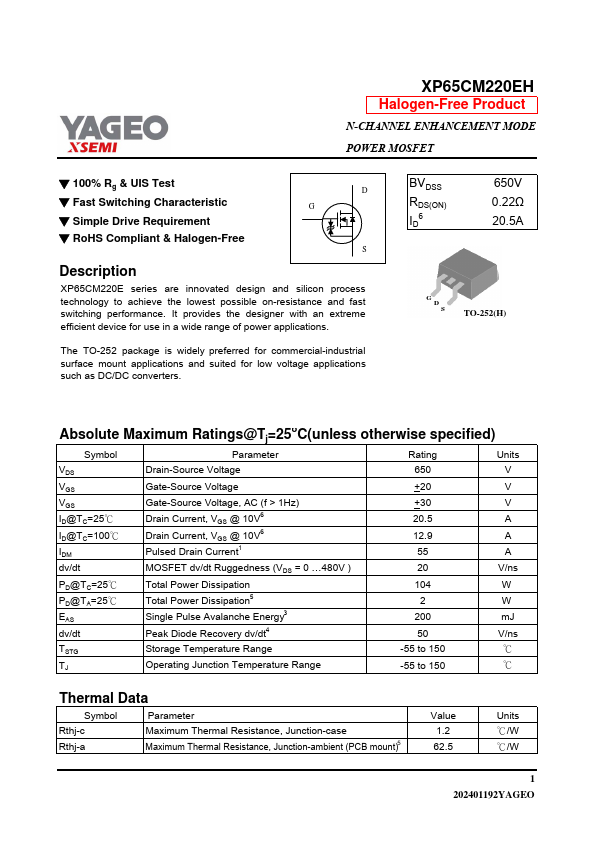 XP65CM220EH Datasheet Preview