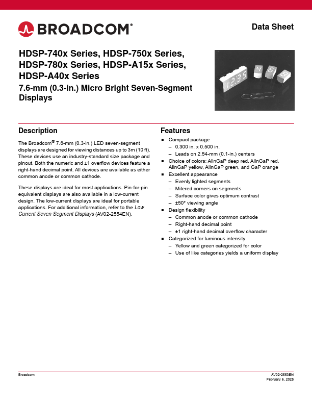 HDSP-7507 datasheet page 1 preview