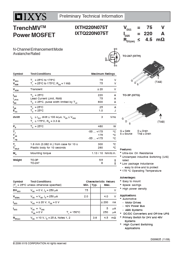 IXTQ220N075T