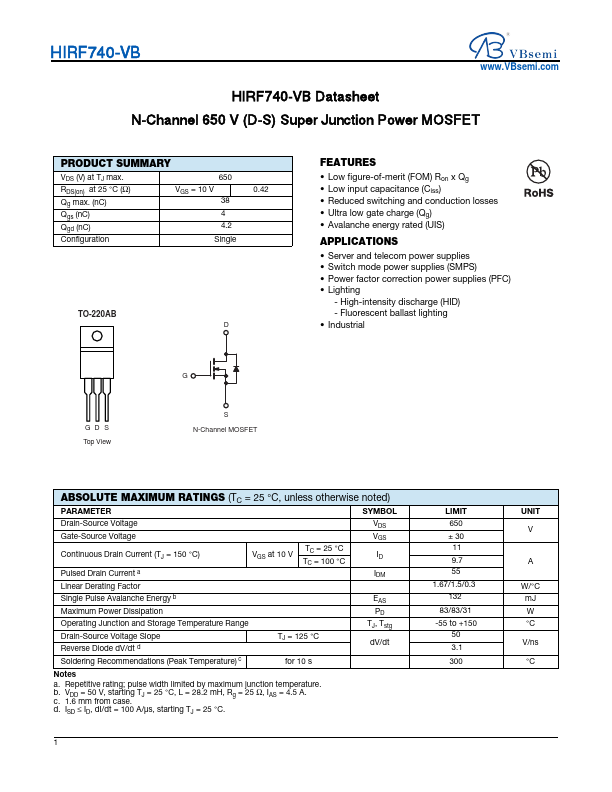 HIRF740 Datasheet Preview