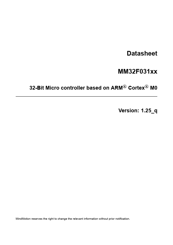 MM32F031F6P Datasheet Preview