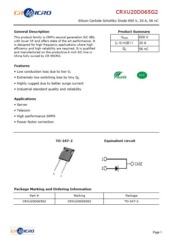 CRXU20D065G2 Datasheet Preview