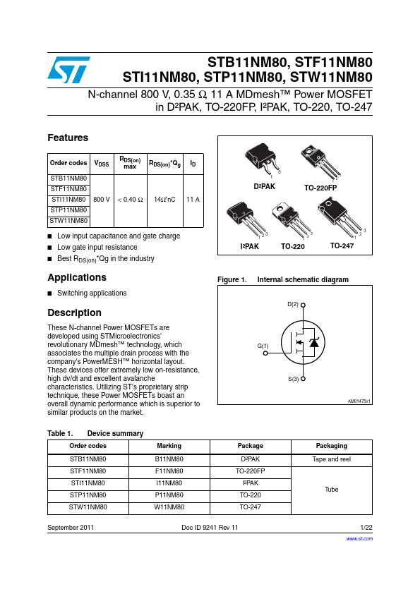 STP11NM80