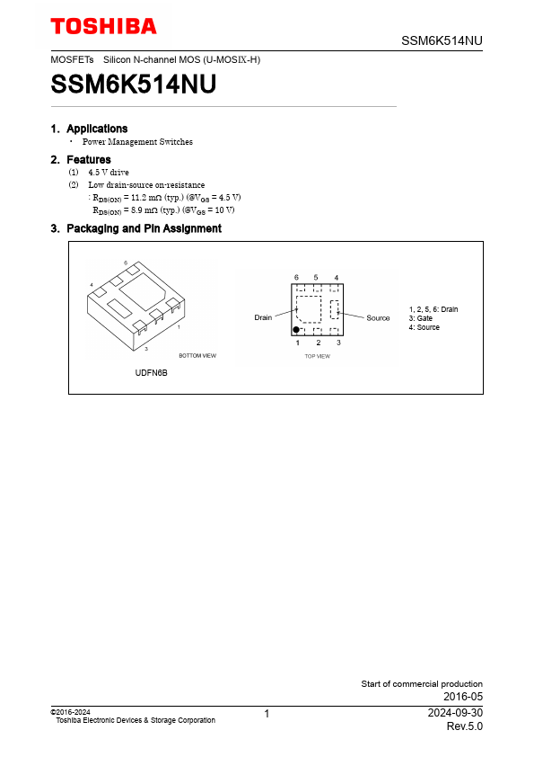 SSM6K514NU Datasheet Preview