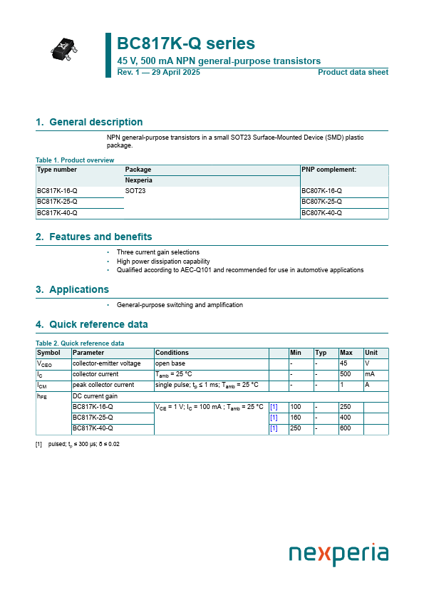 BC817K-16-Q Datasheet Preview