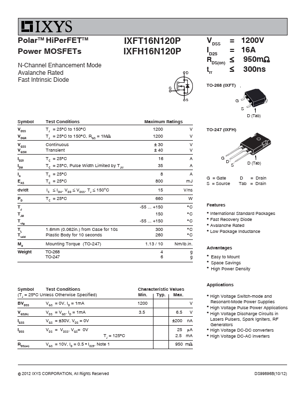 IXFT16N120P Datasheet Preview