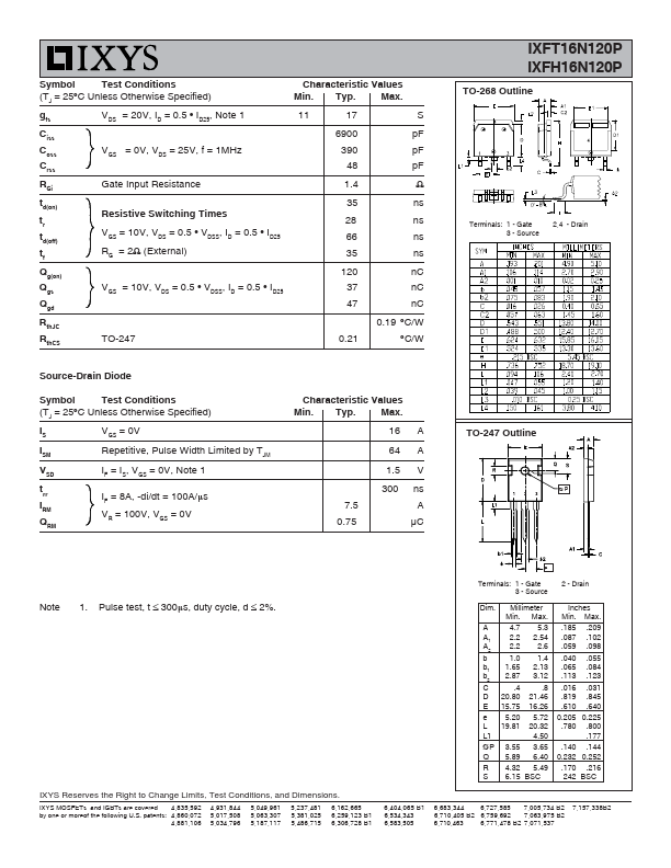 IXFT16N120P Datasheet Preview