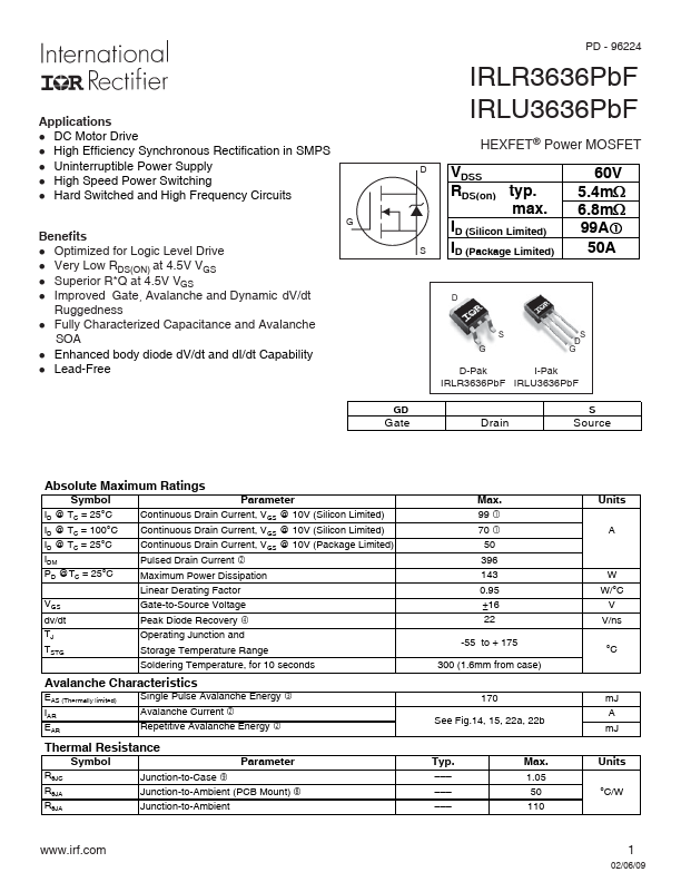 IRLU3636PBF