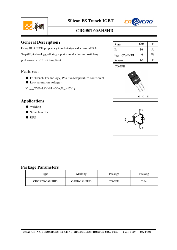 CRG50T60AH3HD Datasheet Preview