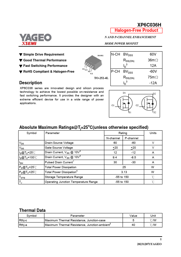 XP6C036H Datasheet Preview