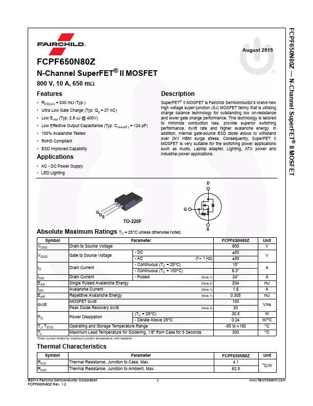 FCPF650N80Z