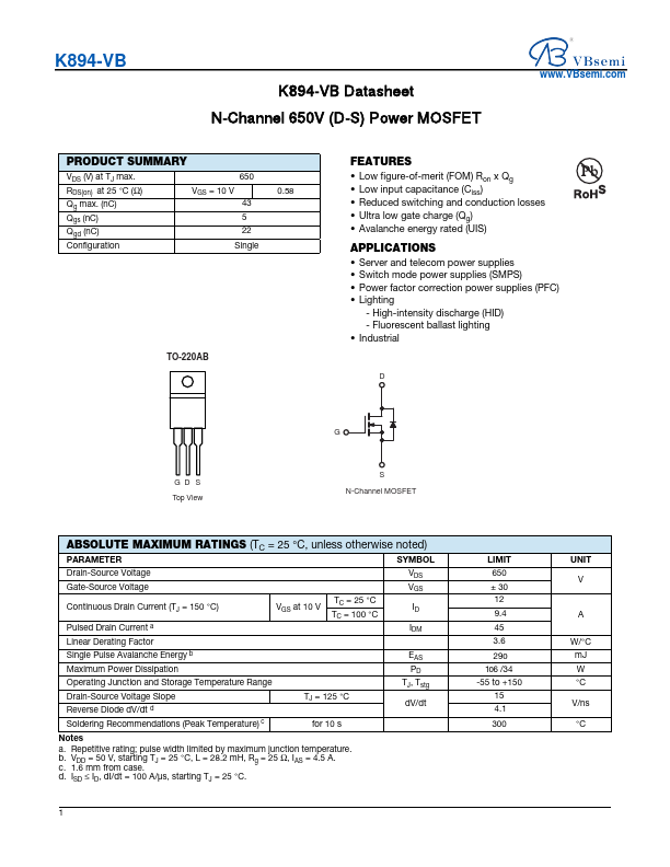 K894 Datasheet Preview