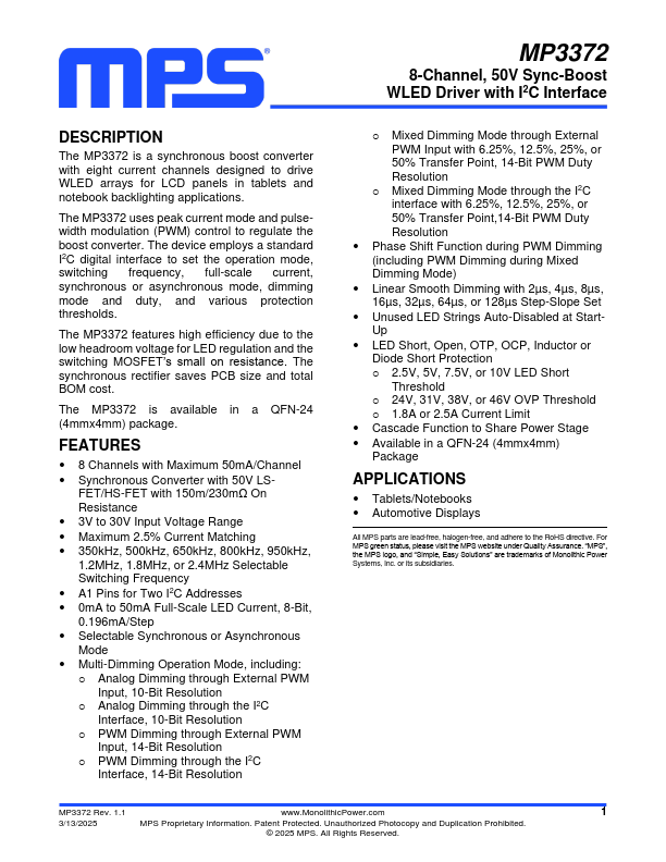 MP3372 Datasheet Preview