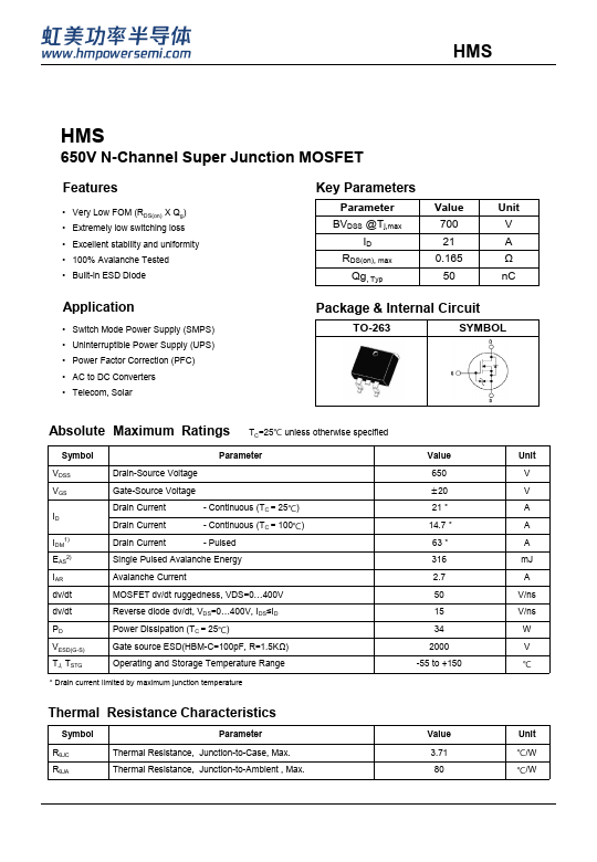 HMS21N65D Datasheet Preview