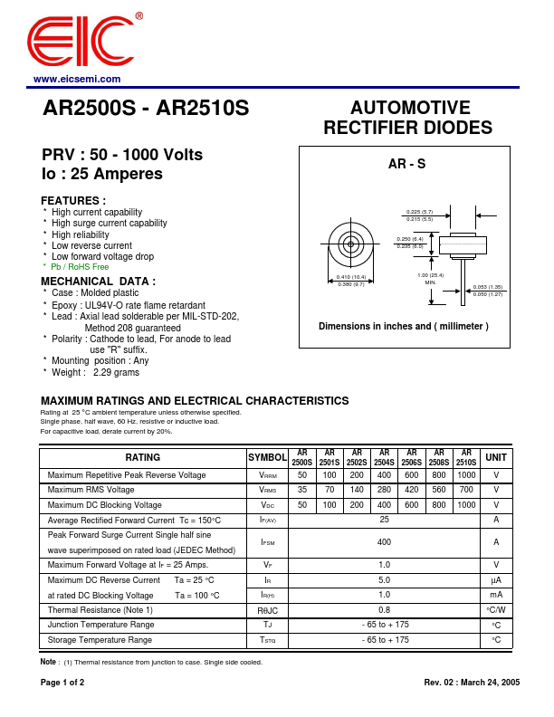 AR2501S Datasheet Preview