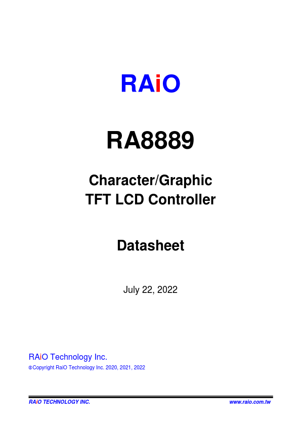 RA8889 Datasheet Preview