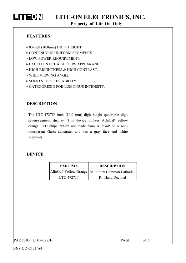 LTC-4727JF Datasheet Preview