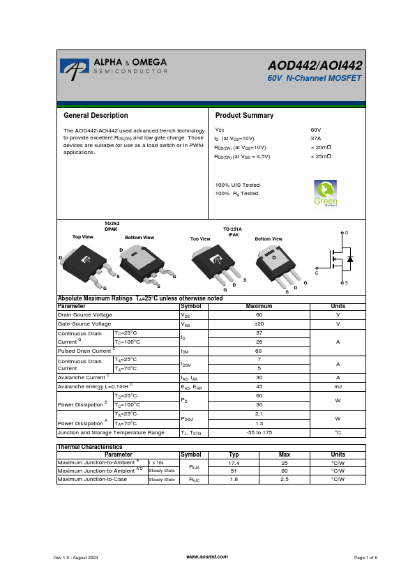 AOI442 Datasheet Preview