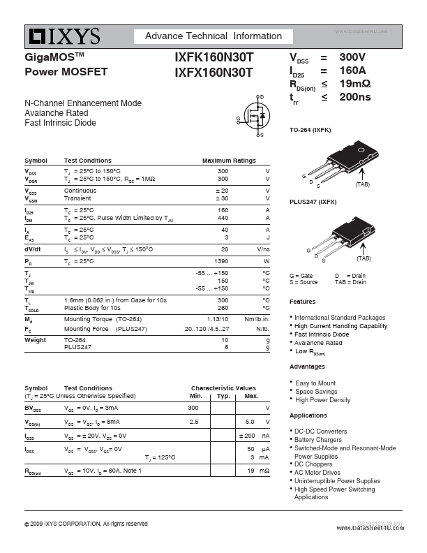 IXFX160N30T