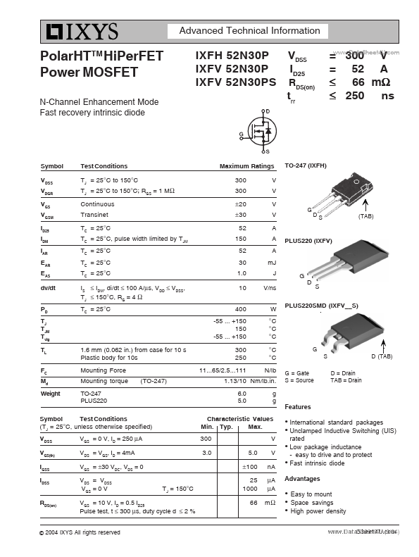 IXFV52N30P