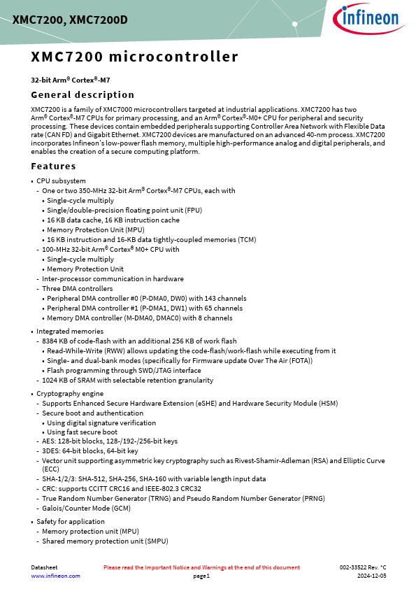 XMC7200 Datasheet Preview