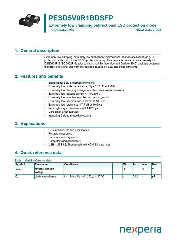 PESD5V0R1BDSFP Datasheet Preview