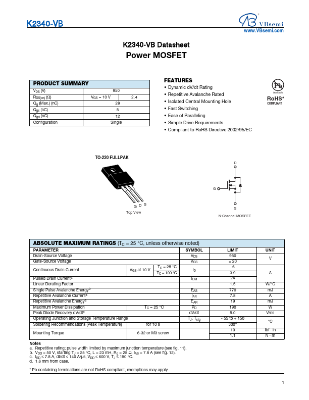 K2340 Datasheet Preview