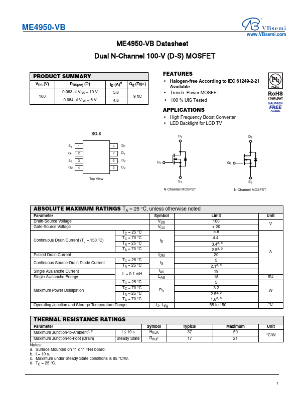 ME4950 Datasheet Preview