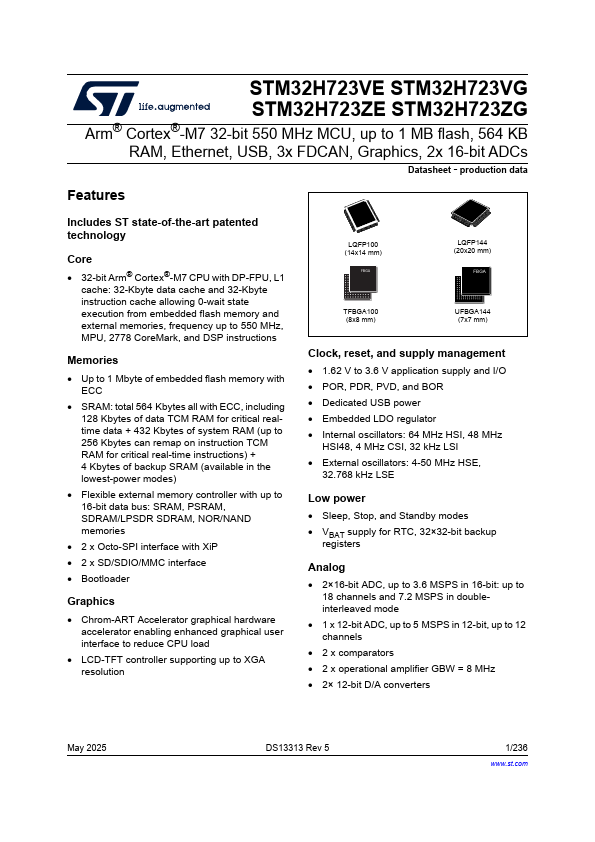 STM32H723VE Datasheet Preview
