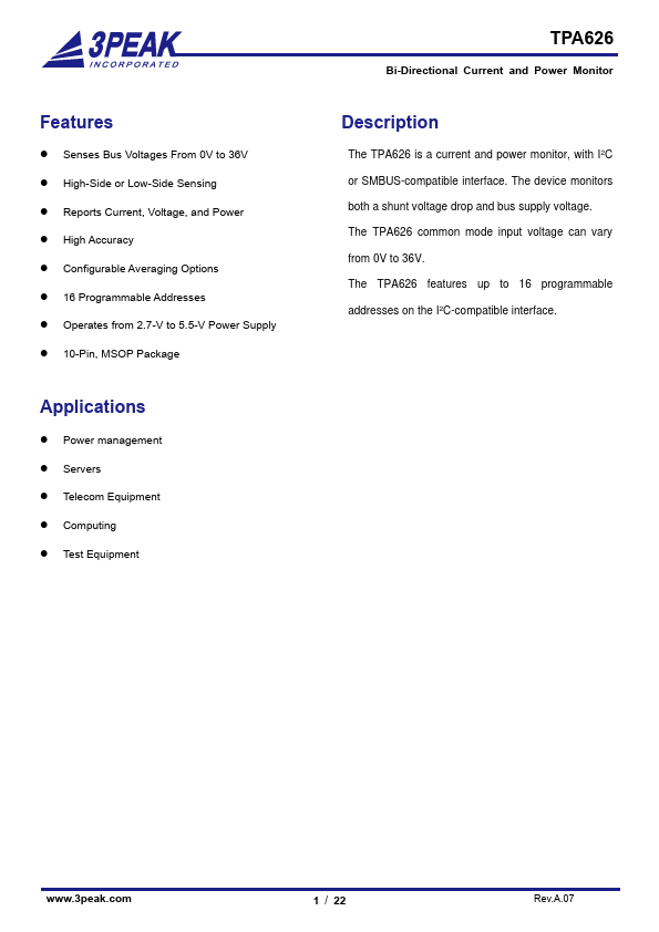 TPA626 Datasheet Preview
